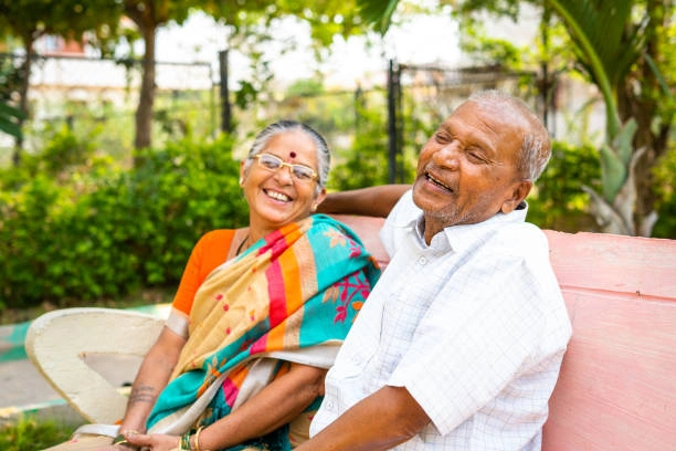 Elderly Indian couple smiling